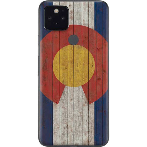 Colorado Flag Dark Wood Google Pixel 5 Skin